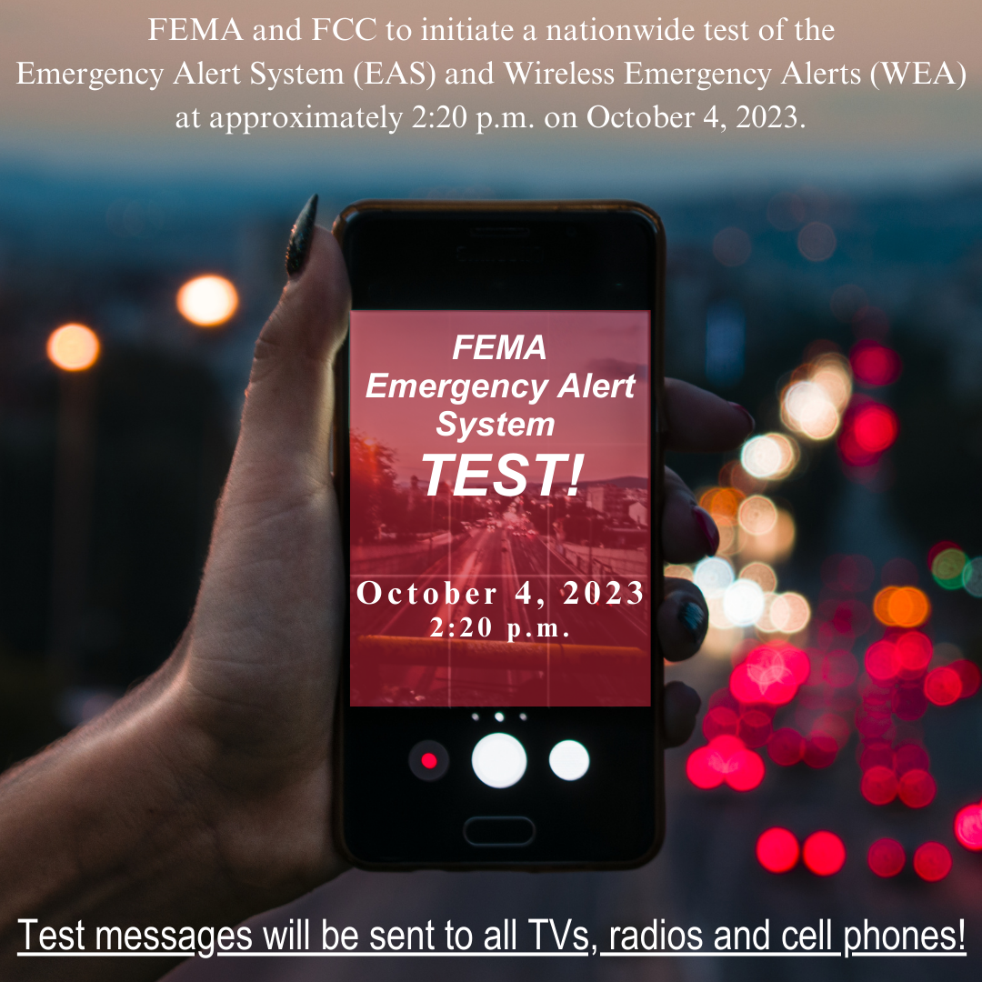 FEMA to Send Emergency Alert TEST to ALL TVs, Radios and Cell Phones Oct.  4th